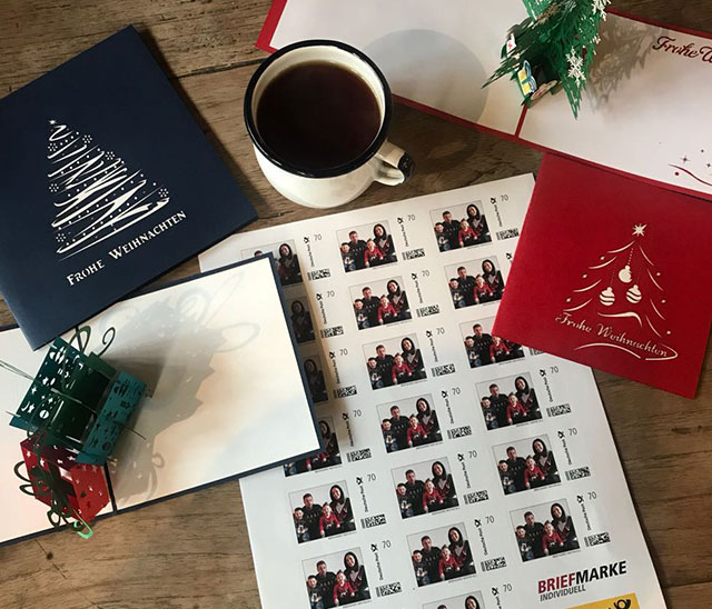 Individuell gestaltete Briefmarken für Weihnachtskarten